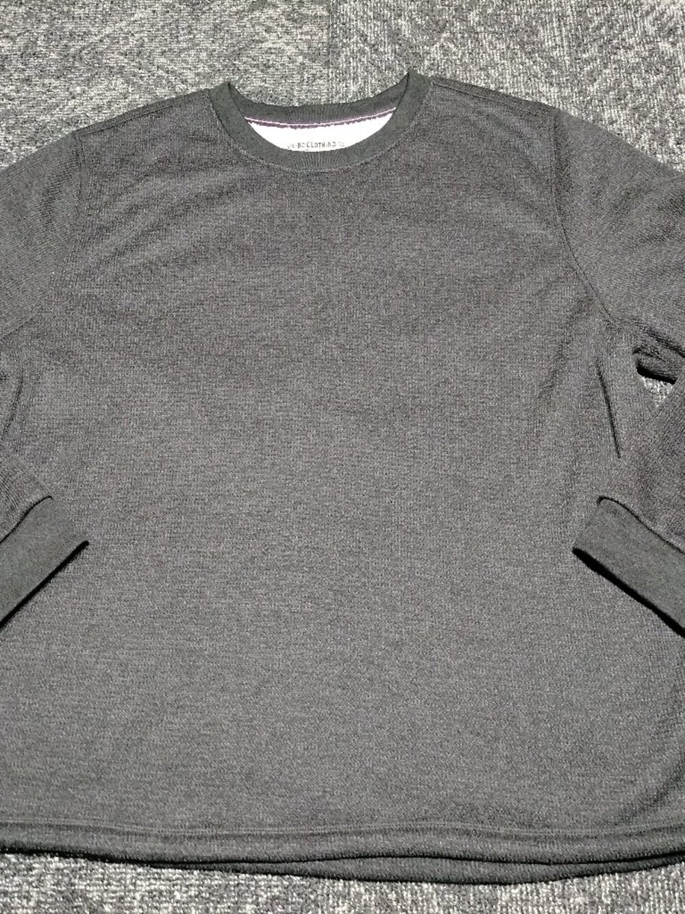 BC Clothing Co. Charcoal Waffle Knit Sherpa Lined Fleece Hvy Sweatshirt Mens XXL